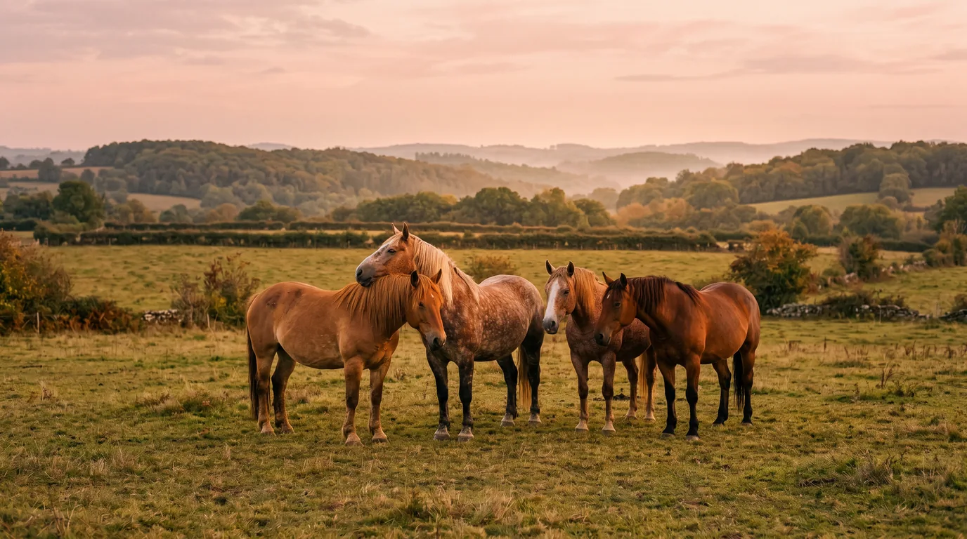 Les chevaux du Centre équestre du Treuil en liberté, Haute-Vienne